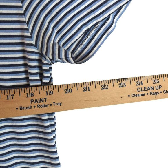 Ralph Lauren Polo Shirt Mens Medium Blue White Stripe Cotton Short Sleeve Button - Picture 5 of 7